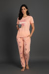 Zivame Farm Lore Knit Cotton Pyjama Set - Peach Pearl — thumbnail 5